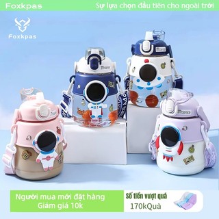 Foxkpas Phim hoạt hình di động Space Astronaut Cup nhựa chịu nhiệt độ cao Công suất lớn, ống hút cốc nước