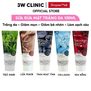 Sữa rửa mặt trắng da 3W Clinic Hàn Quốc chiết xuất từ thiên nhiên giúp sạch khuẩn trắng da giảm dầu mụn 100ml