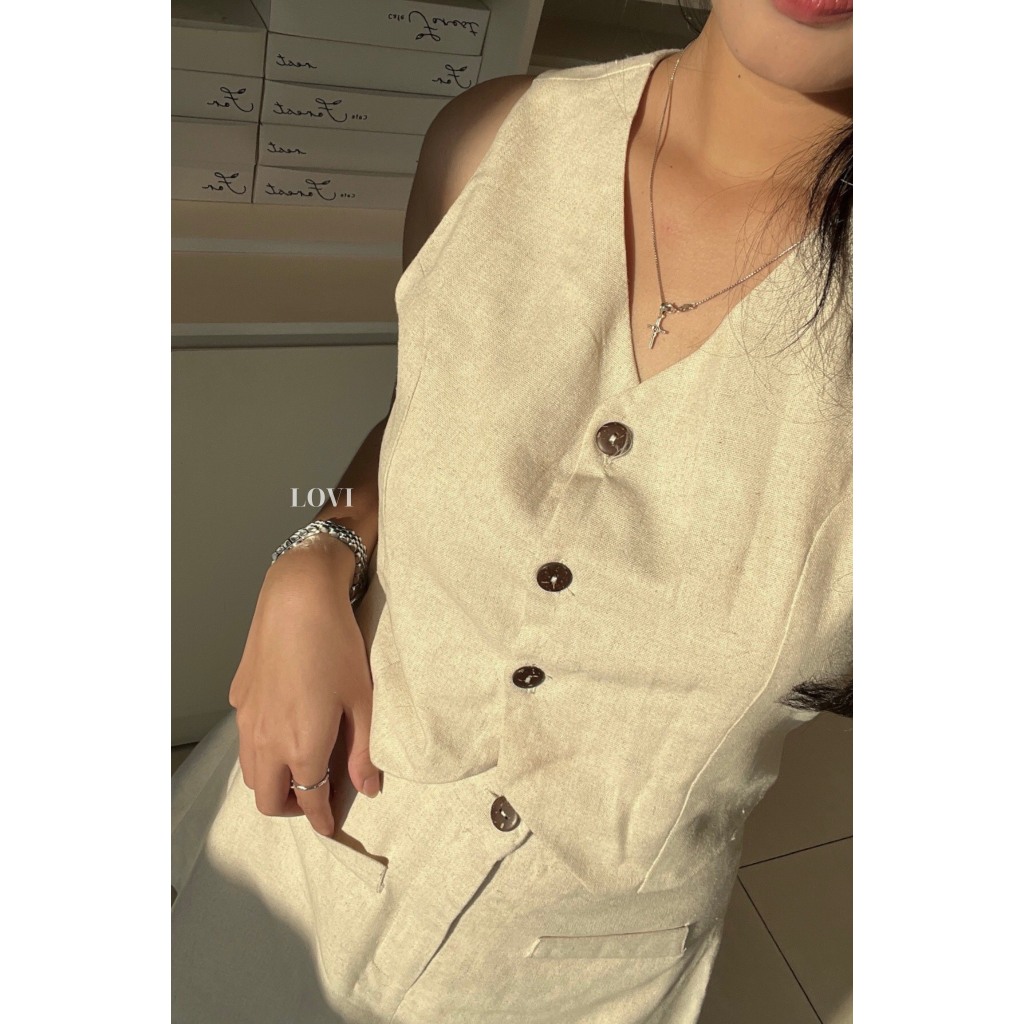 Set gile linen nữ áo gile phối chân váy linen mỏng nhẹ - 𝐁𝐄𝐋𝐈 𝐋𝐈𝐍𝐄𝐍 𝐒𝐄𝐓 ✨💦