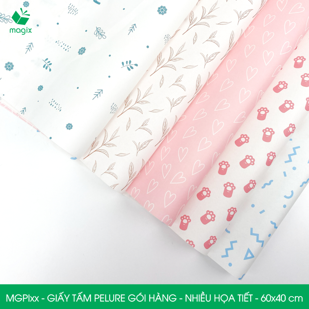MGPI - Combo 50 tấm giấy Pelure gói hàng in họa tiết - 60x40 cm - Nhiều họa tiết
