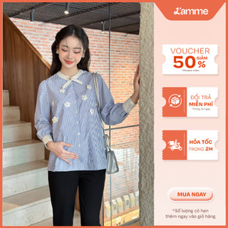 Áo sơ mi, áo sơ mi công  sở cho mẹ bầu và sau sinh BLOOM SHIRT phối cổ yếm màu sắc trẻ trung, by L'amme