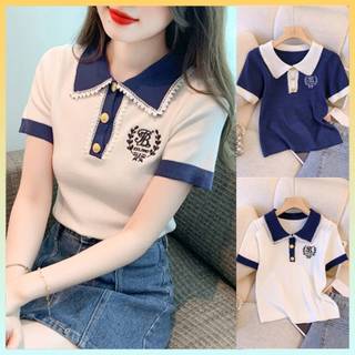  Áo len thun nữ Montoghi dệt kim CỔ BÈO REN phối LOGO 97 thanh lịch xinh xắn - L2M