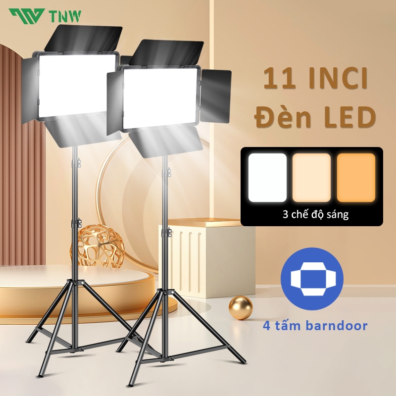 TNW 11inch Đèn LED chữ nhật đèn livetream chuyên nghiệp kèm nắp đậy đèn led chụp ảnh đèn vuông