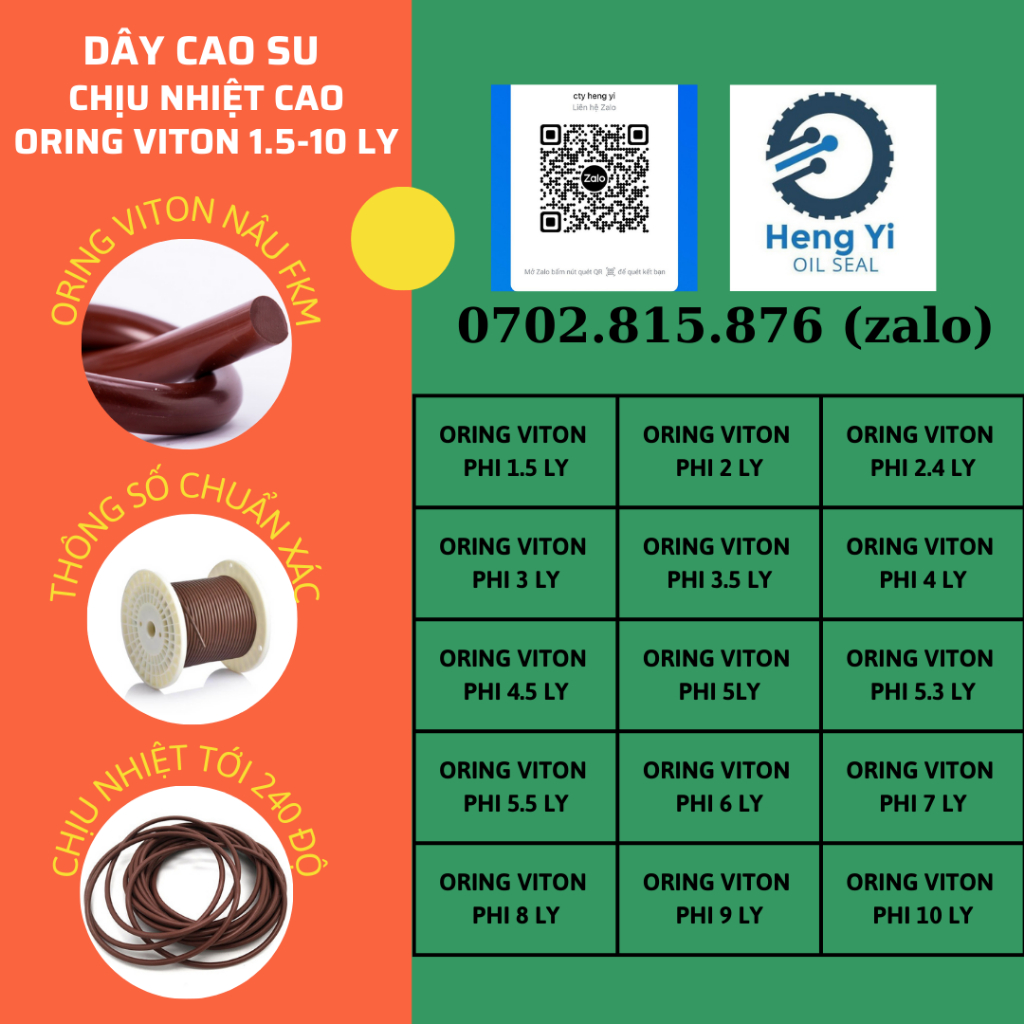 [1 mét] Sin Oring dày 3.5mm Gioăng Dây cao su chịu nhiệt cao ORING VITON (gioăng, ron) Oring Seal ph