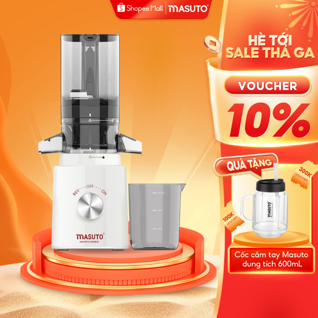 Máy Ép Chậm Masuto Làm Kem Ép Trái Cây Nguyên Quả Kiệt Bã Dung Tích 0,6L Làm Nước Ép