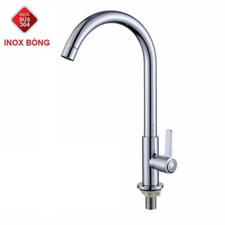 Vòi rửa chén lạnh inox 304 cao cấp phi 24 mạ crom sáng bóng