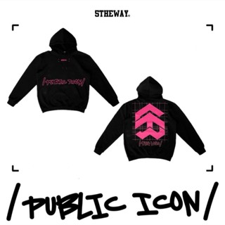 Áo khoác nỉ nón trùm màu đen 5THEWAY /public icon/ BIG LOGO SQUARE HOODIETM in BLACK