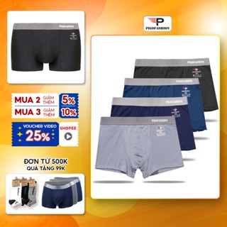 Hộp 4 quần lót boxer nam dệt sợi tự nhiên kháng khuẩn , khử mùi , thoáng khí thun lạnh cao cấp Pigofashion Zqlbx03