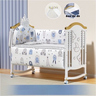 Cũi Em Bé Màu Trắng Nhiều Kích Thước Đa Chức Năng. Cũi Cho Bé Sơ Sinh Chất Liệu Gỗ Thông An Toàn