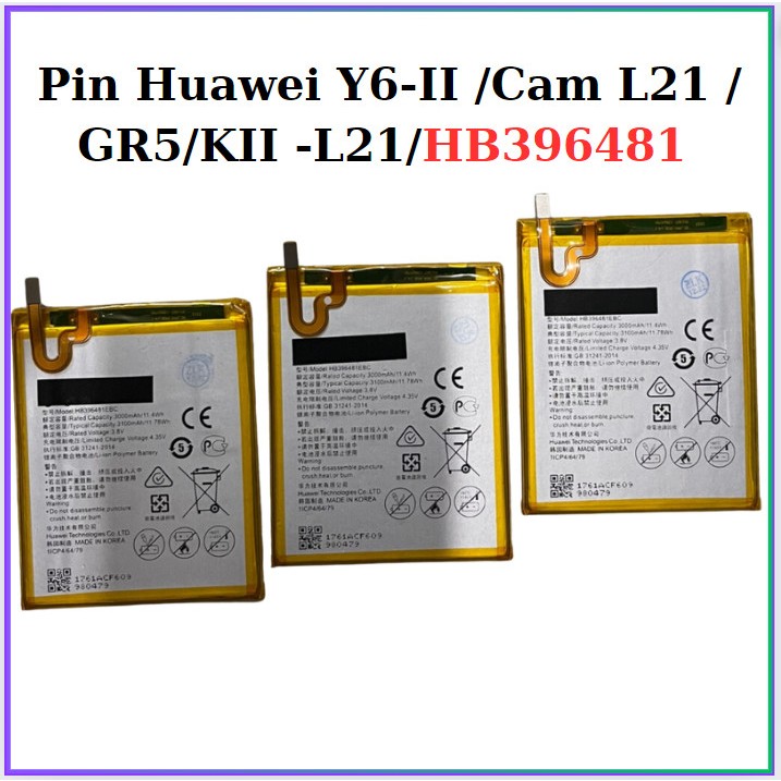 Pin Huawei Y6-II /Cam L21 / GR5/KII -L21/HB396481 ,mới