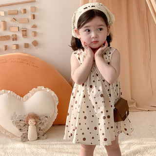 Váy chấm bi nâu dễ thương cho bé gái order