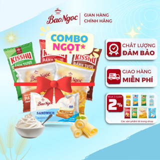 Combo 5-10 Bánh Mì Ngọt Kisshu Bảo Ngọc Nhân Socola, Cốm, Đậu Đỏ, Bánh Ăn Vặt, Ăn Sáng Tiện Lợi |