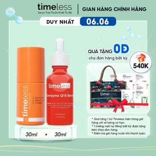Combo Serum Timeless Vitamin C 10% & Coenzyme Q10 Giúp  Dưỡng Trắng Da, Giảm Thâm Và Ngăn Lão Hoá 30ml