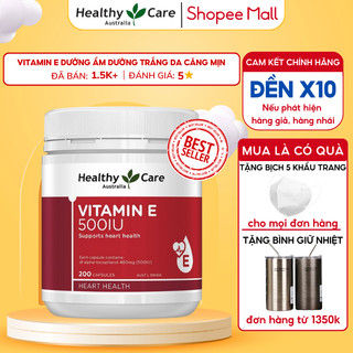 Vitamin E Healthy Care 500IU Úc dưỡng ẩm chăm sóc da dưỡng trắng và mờ thâm sẹo, giúp da căng mịn tươi trẻ 200 viên