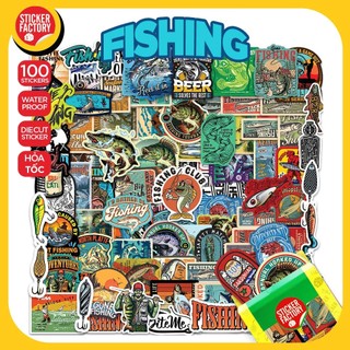 Fishing - Set 100 sticker decal hình dán dễ thương - STICKER FACTORY