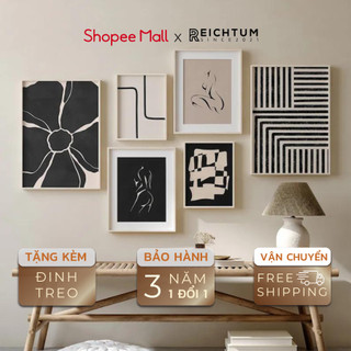 Tranh treo tường tráng gương SET3 của REICHTUM - Decor phòng ngủ chill/ Chất vải canvas sieu bền bỉ