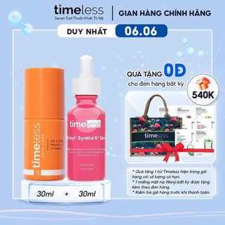 Combo Serum Timeless 10% Vitamin C E F & Matrixyl Synthe 6 30ml Hỗ Trợ Giảm Thâm Tăng Độ Đàn Hồi Cho Da