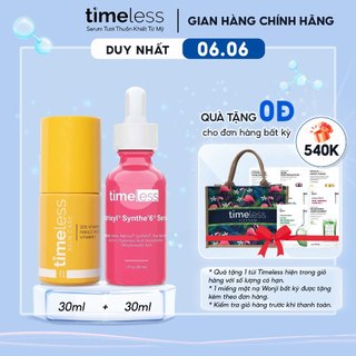 Combo Serum Timeless 20% Vitamin C & Matrixyl Synthe 6 Hỗ Trợ Giảm Nếp Nhăn Làm Sáng Da