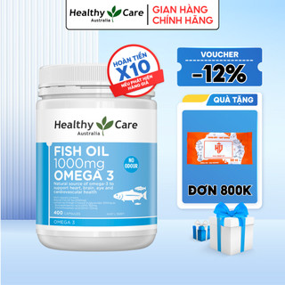 Dầu cá Fish Oil Healthy Care Omega-3 1000mg 400 viên giúp cải thiện trí não, tim mạch