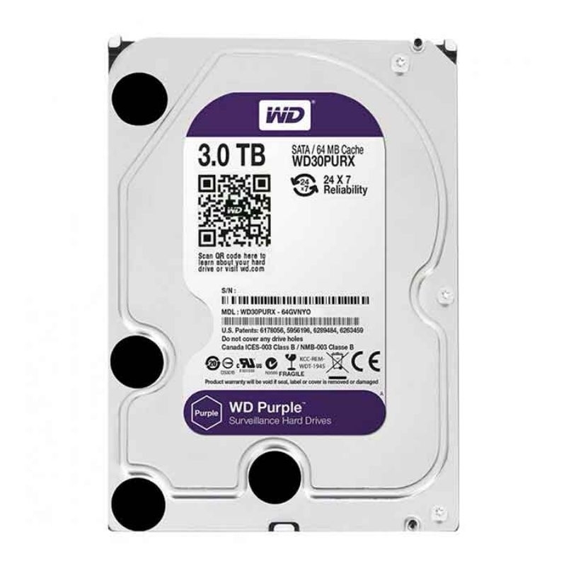 Ổ cứng Western Digital Purple 3TB 64MB Cache 5400RPM WD30PURZ
