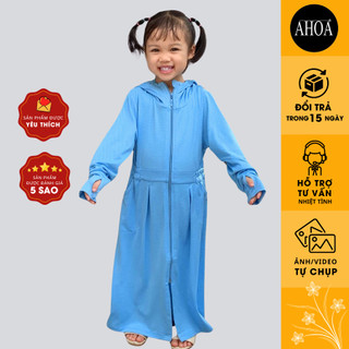 Áo Choàng Chống Nắng Bé Gái AHOA Chất Thun Lạnh, Áo Khoác Chống Nắng Dáng Dài Thoáng Mát Chống Tia UV CT CTTE