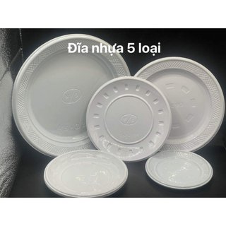 Set 50 đĩa nhựa dùng 1 lần mạnh đức - đủ size - đĩa bánh sinh nhật, xôi, bánh trôi...
