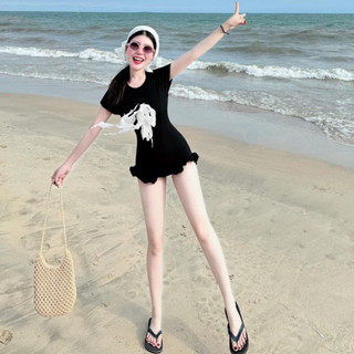 Jumpsuit thun gân đính nơ kèm turban