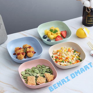 combo đĩa nhựa lúa mạch đựng thực phẩm, bánh kẹo màu sắc tươi tắn, đĩa nhựa cao cấp 8649