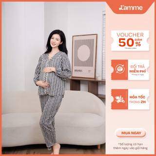 Bộ đồ ngủ mặc nhà Dalia họa tiết kẻ caro trẻ trung, chất liệu đũi mềm mại, kiểu dáng năng động thiêt kế by L'AMME