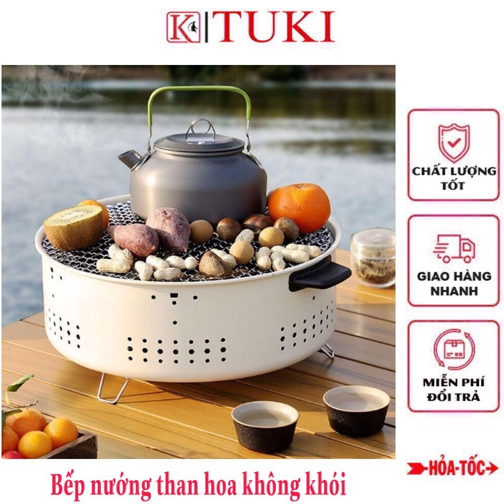 Bếp nướng than hoa không khói, cao cấp, có tay cầm cách nhiệt - tiện dụng, siêu bền