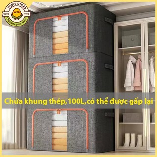  Hộp đựng quần áo khung thép Vải Lanh Cao Cấp Thùng Vải Đựng Đồ Đa Năng Gấp Gọn Tích Túi Đựng Quần Áo Storage box 