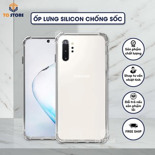 Ốp lưng Samsung Note 10, Note 10 Plus, Note 10 Lite Silicon dẻo trong chống sốc 4 cạnh bảo vệ camera | Ốp lưng chống sốc
