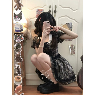   SẴN CÓ BIGSIZE  Đầm Ulzzang Công Chúa Kẻ Nâu Xám - Kèm ảnh thật 