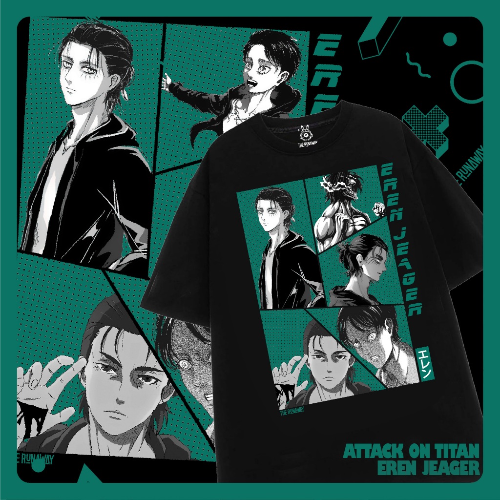 Áo phông Attack on Titan: Eren Jeager Collage 100% Cotton Nam / Nữ by The Runaway