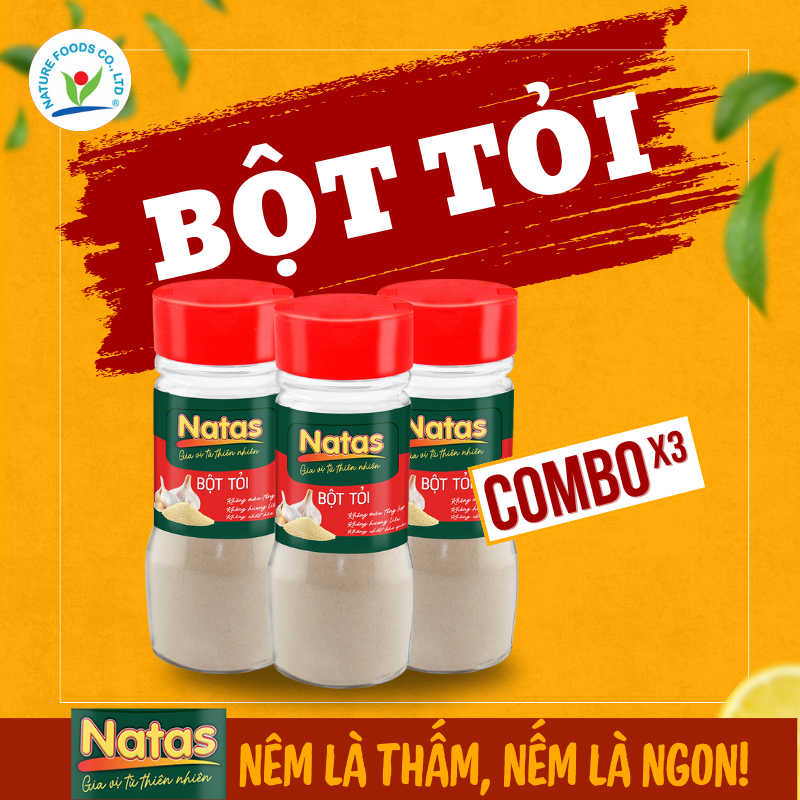 Combo bộ 3 Bột Tỏi Natas Hũ 65gr
