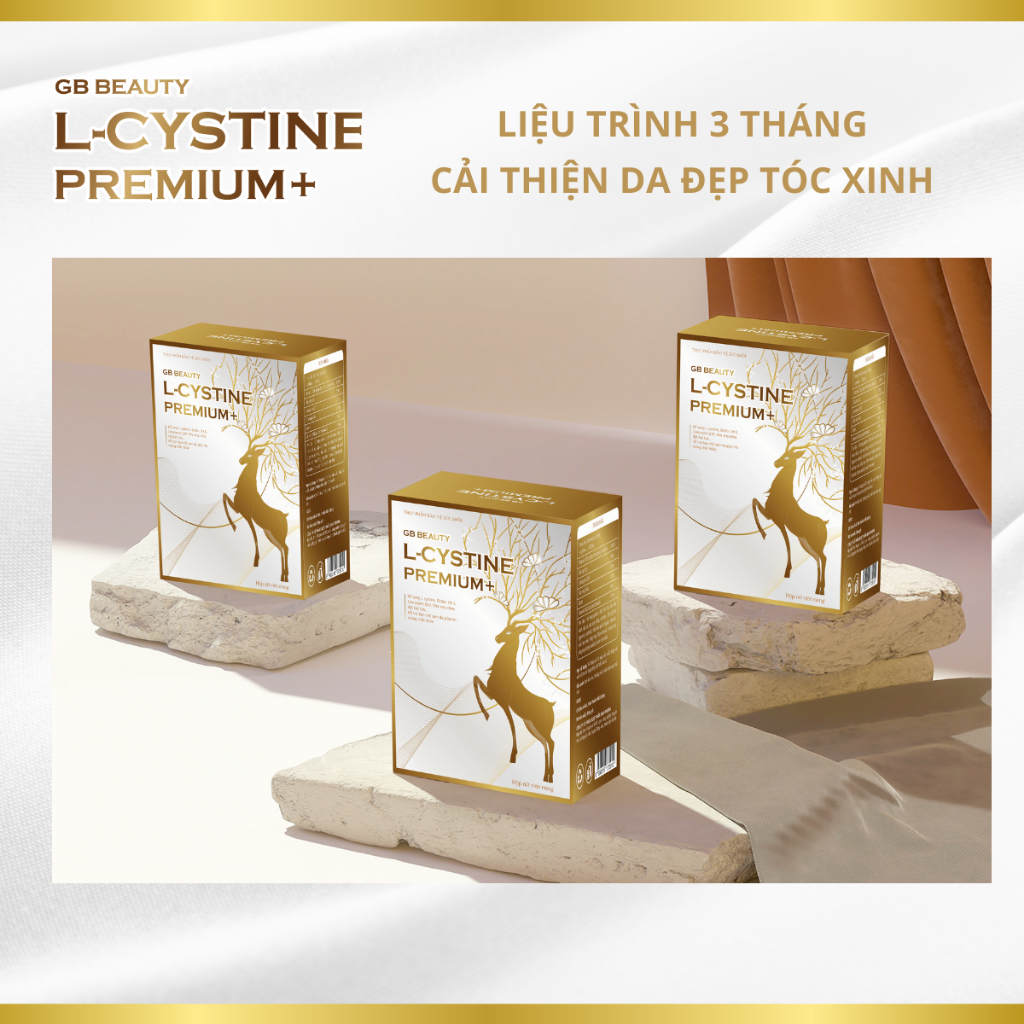 Combo 3 Viên uống GB BEAUTY L-CYSTINE PREMIUM+ hỗ trợ mọc tóc, làm đẹp da, cải thiện da tối màu, cấp ẩm, giảm lão hóa