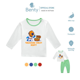 Bộ dài tay cài vai in hình phi hành gia BENTY BT076 cotton mịn mát, quần áo trẻ em chính hãng