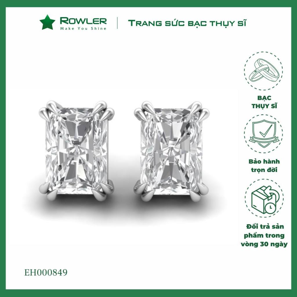 Bông tai bạc Thụy Sỹ đính đá Moissanite đá Moissanite Radiant cut chữ nhật 6*8ly _EH000849_ROWLER
