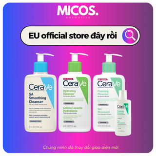 [Loại 473/236ml] Sữa Rửa Mặt CERAVE Dịu Nhẹ Foaming/ Hydrating /SA Smoothing Cleanser bản Pháp - MICOS