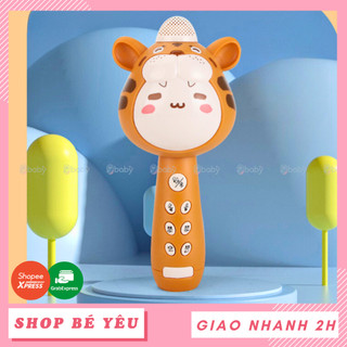 Micro Bluetooth cầm tay 🌸 𝑭𝒓𝒆𝒆𝒔𝒉𝒊𝒑 🌸 Micro cho bé hát karaoke kết nối Bluetooth, phát nhạc, có đèn, thay đổi giọng nói