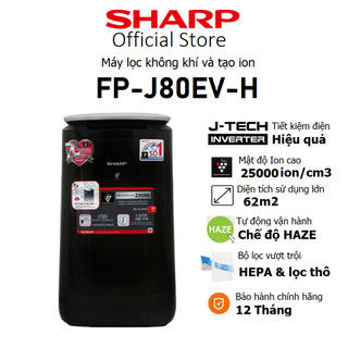 Máy lọc không khí Sharp FP-J80EV-H Inverter Diện tích 62m2 - Bảo hành 12 tháng