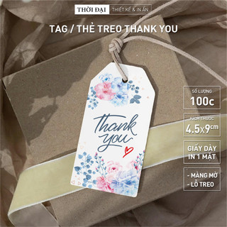 100c - Tag / Thẻ treo giấy THANK YOU - vát góc (4.5x9cm) - GIẢM GIÁ KHI MUA TỪ 2 SET