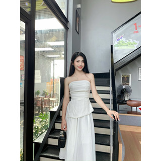 Set áo quây ngực lưng chun phối chân váy dáng dài sang chảnh , dự tiệc 