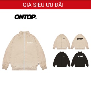 Áo khoác dù nam nữ  local brand ONTOP 2 lớp cổ trụ form rộng đen, be SP Jacket | O18-AK3