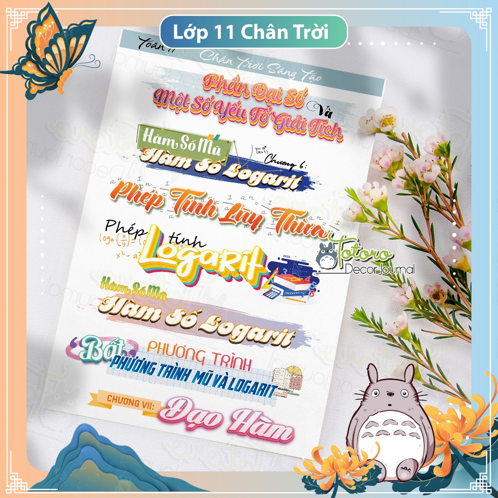 (chân trời 11) sticker tiêu đề toán 11 (có decal washi) gồm sticker 46 tiêu đề toán độc đáo chỉ có t