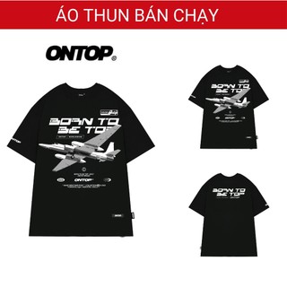 Áo thun local brand nam nữ ONTOP form rộng màu đen họa tiết máy bay Fly | O19-T5