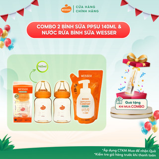 Combo 2 bình sữa wesser ppsu 140ml + 1 nước rửa bình sữa gói wesser