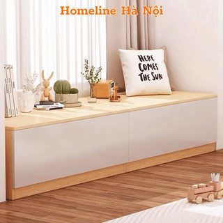 Tủ gỗ kê đầu giường cửa sổ có thể ngồi nằm được HOMELINE, kệ để quần áo, đồ chơi trẻ em...lắp ghép tiện lợi