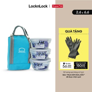 Bộ túi hộp cơm thủy tinh chịu chiệt 4EA Lock&Lock LLG821BS3 (380ml / Hộp)