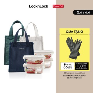 Bộ túi hộp cơm thủy tinh Lock&Lock Lunch box set - LLG429DS2 (3 màu)